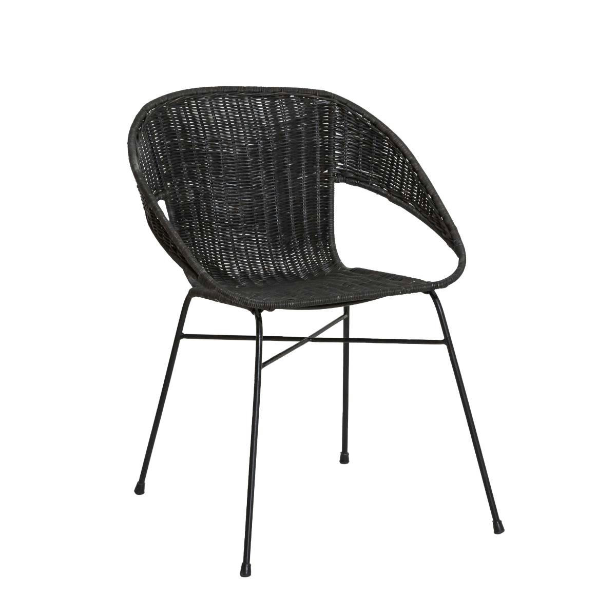 AURÉLIEN - Chaise en rotin noir 56 cm