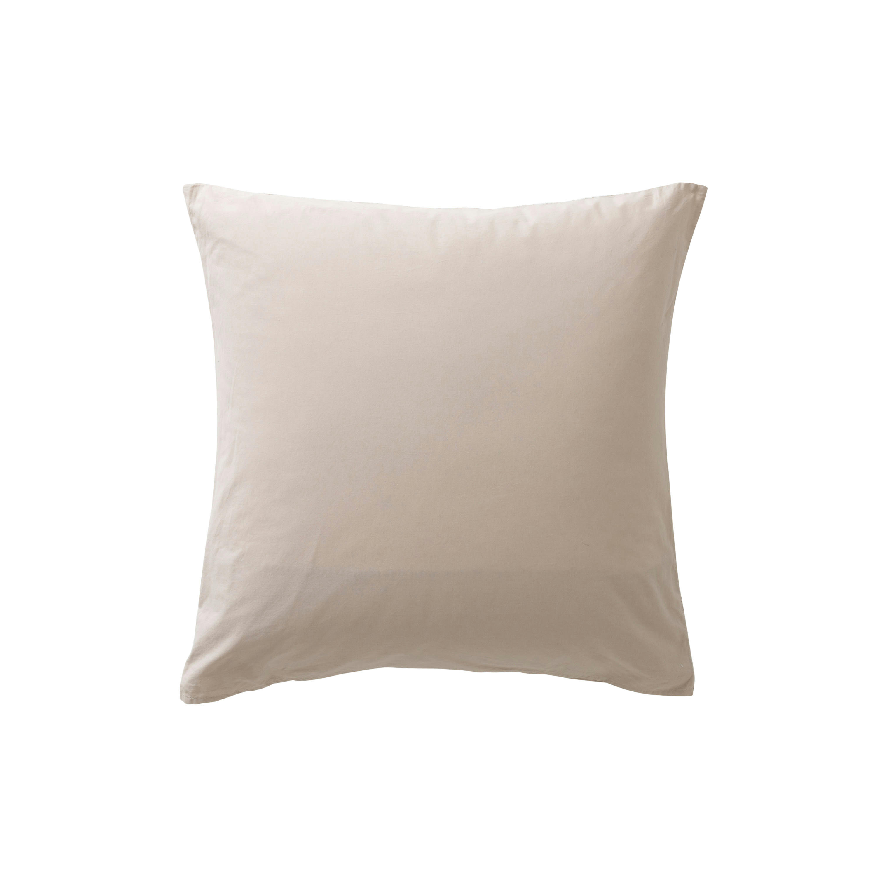 SONGE - Taie d'oreiller carrée lin lavé Grege Floral uni beige 64 x 64 cm