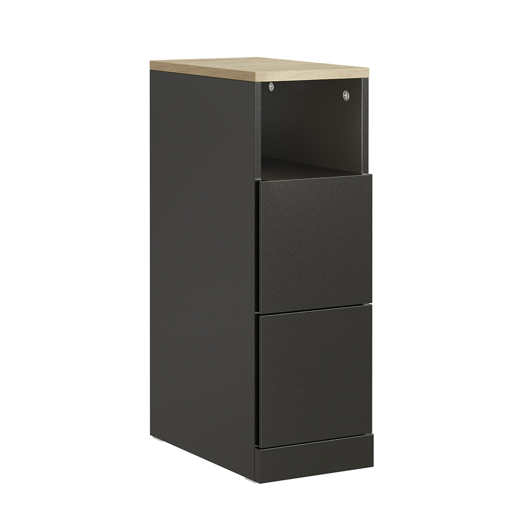 SoBuy Szafka nocna z 2 szufladami Czarny/Dąb 35x20x60cm FBT149-SCH
