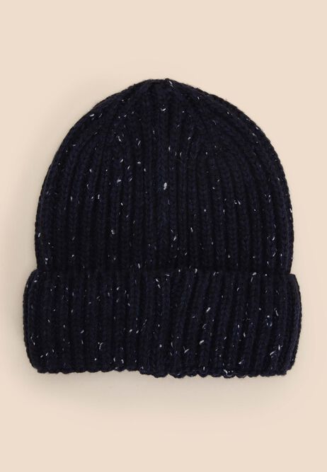 Older Boys Navy Fleck Beanie Hat