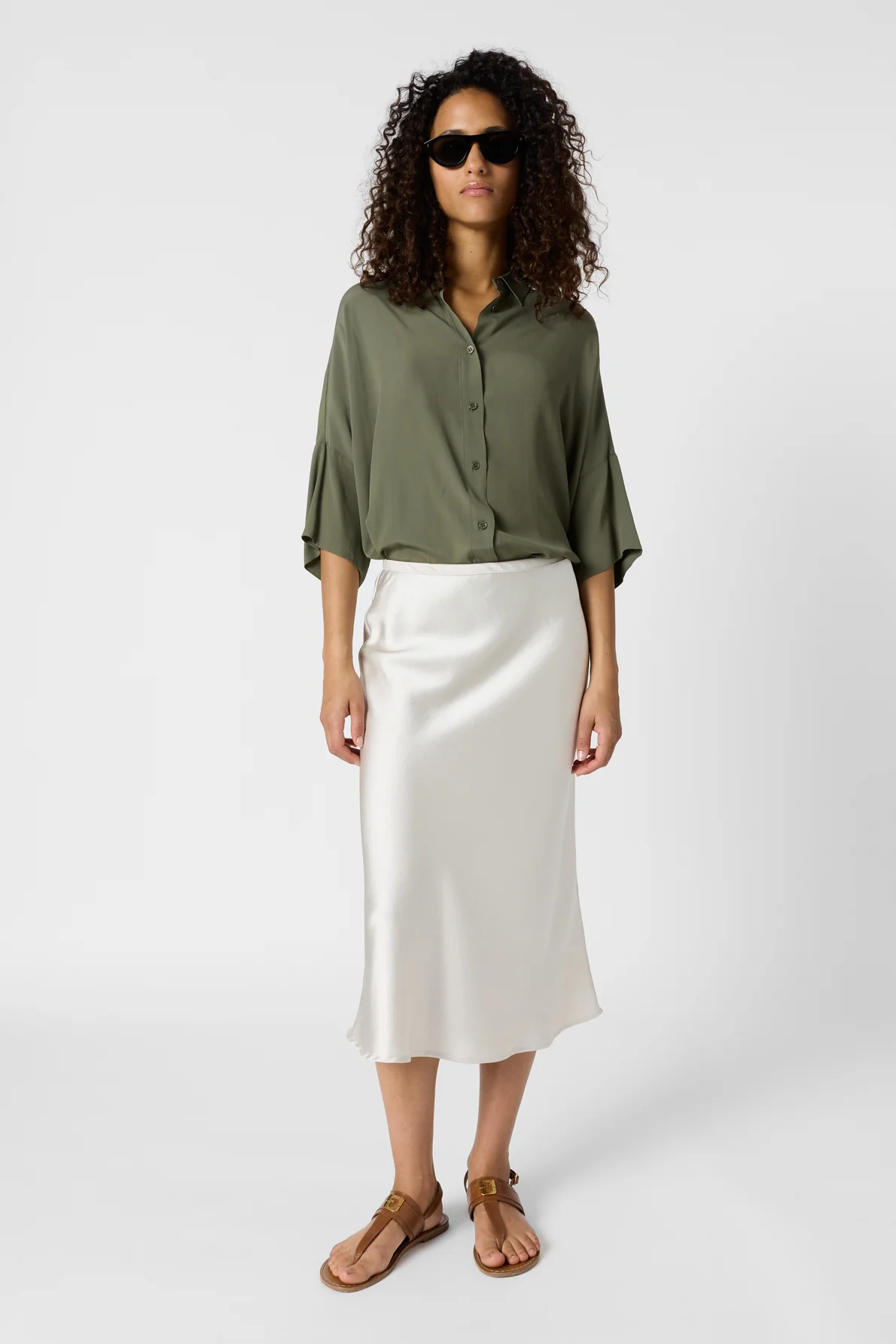 Jupe midi en satin - JOLANA