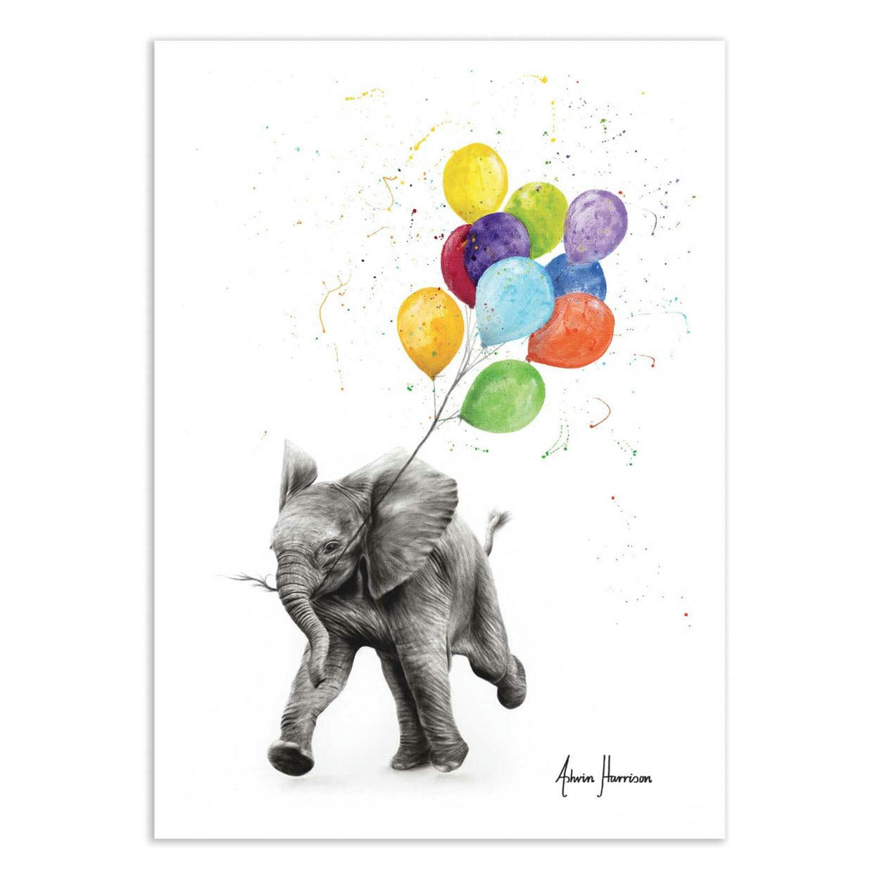 ASHVIN HARRISON - ELEPHANT FREEDOM - ASHVIN HARRISON - Affiche d'art 30 x 40 cm