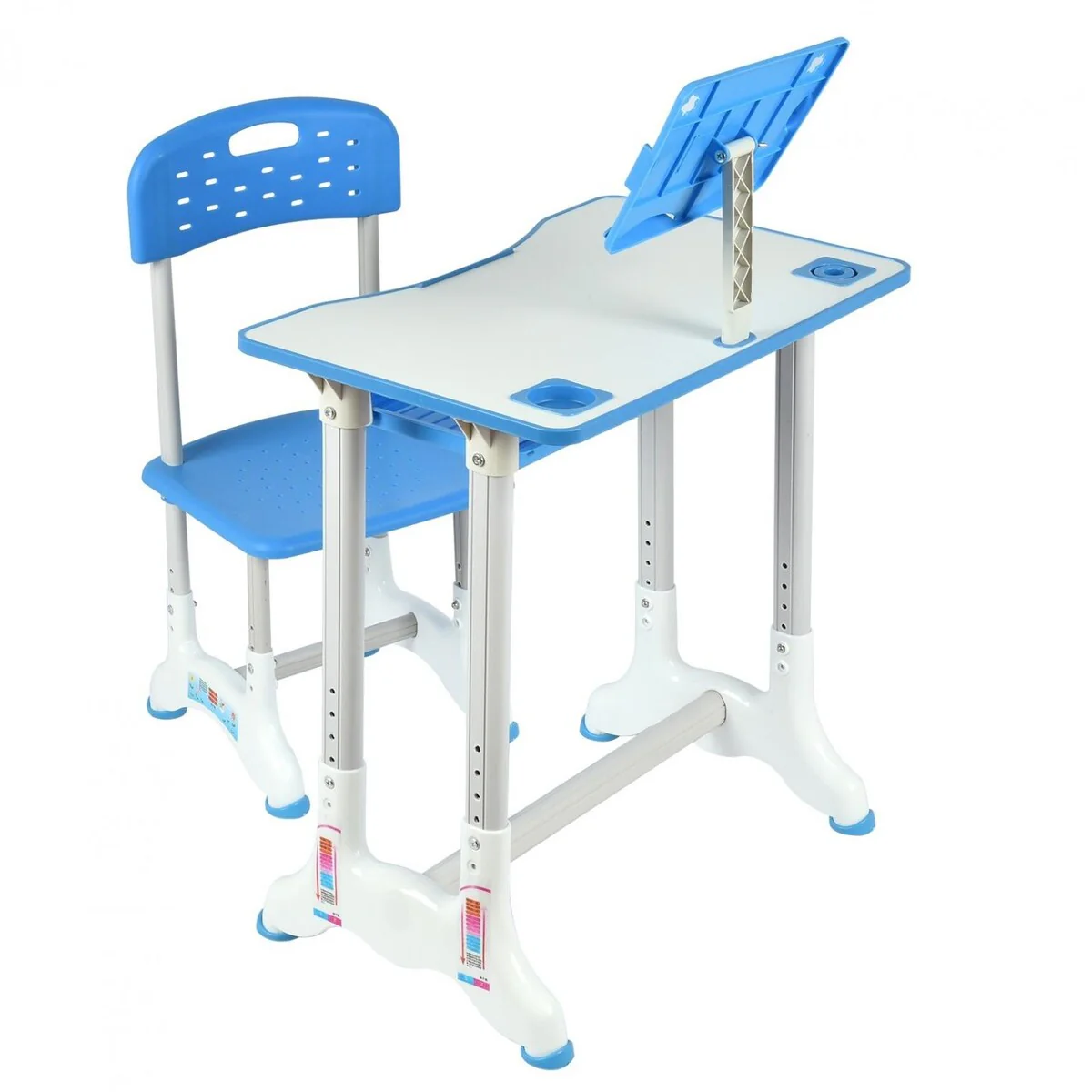 Height Adjustable Study Desk And Chair Set With Desktop And Drawer