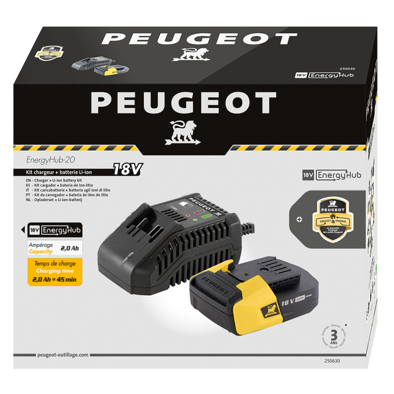 Batterie Lithium-Ion EnergyHub avec chargeur 18 V 2 Ah PEUGEOT