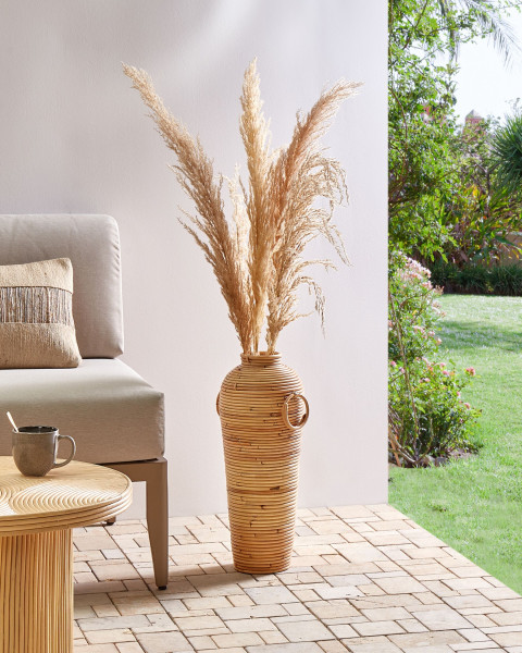 Wazon dekoracyjny rattanowy styl naturalny 50 cm