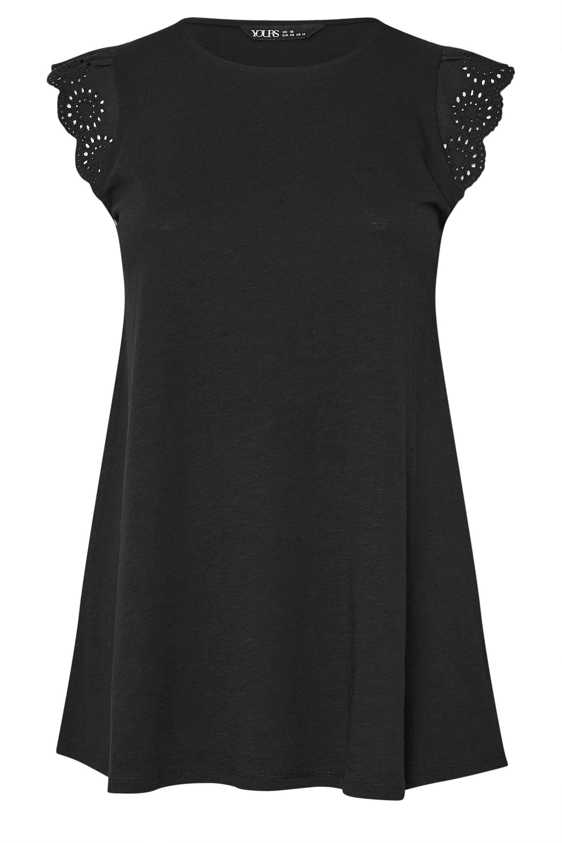 Yours Broderie Anglaise Frill Vest Top