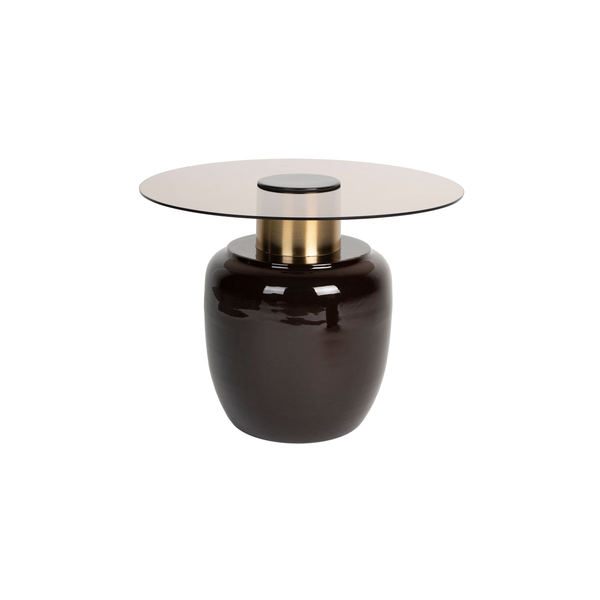 Housecraft Living Mohra Bijzettafel 59x59 cm Glas/ Metaal Beige/ Zwart