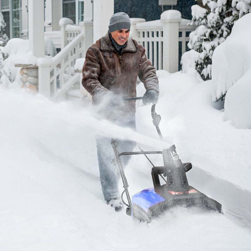 18 Inch Electric Snow Thrower 15 Amp Corded Snow Blower 720Lbs/Minute with 180¡ã Chute Rotation & 2 Transport Wheels