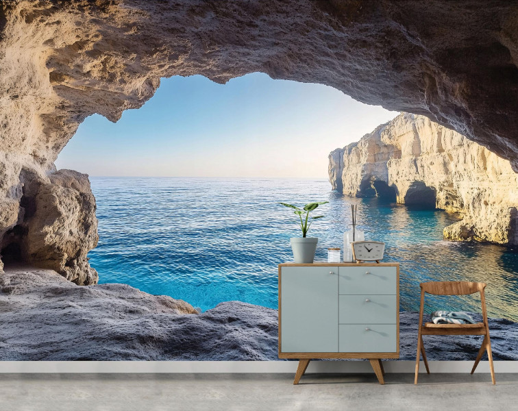 Fototapeta Ocean Jaskinia 3D Krajobraz Na Ścianę Sypialnia Salon 250X175