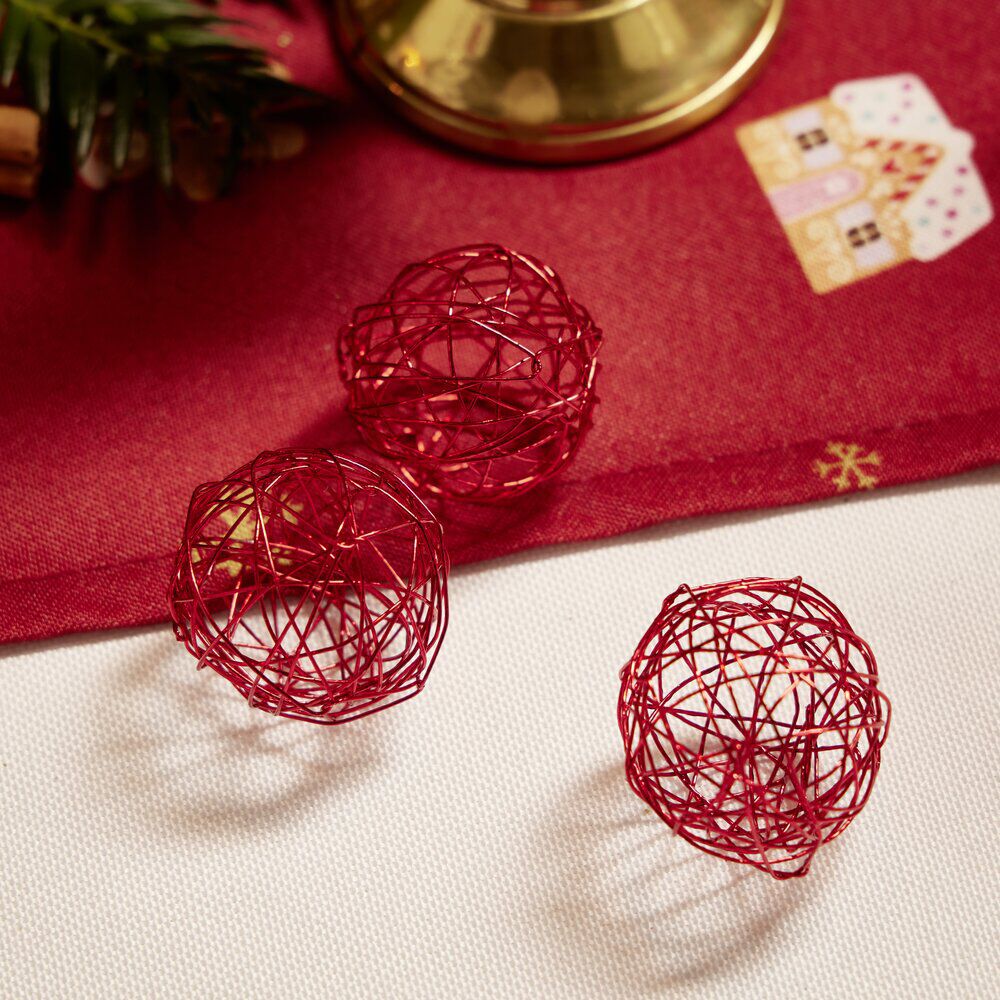 Boule de No&euml;l rouge ajourée x 12