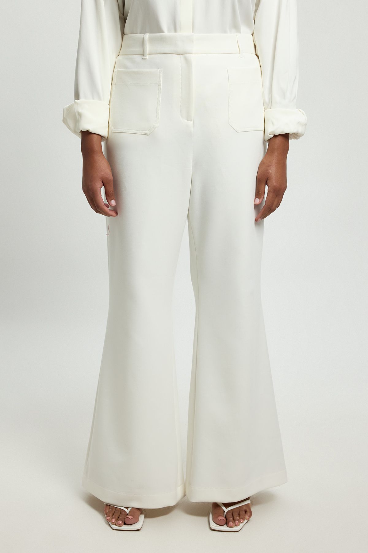 KarenMillen Plus Size Compact Stretch Pocket Straight Leg Trousers