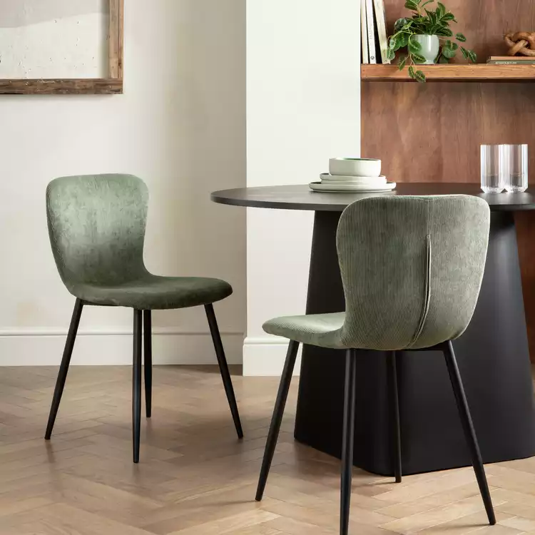 Habitat Shai Pair of Fabric Chairs - Green