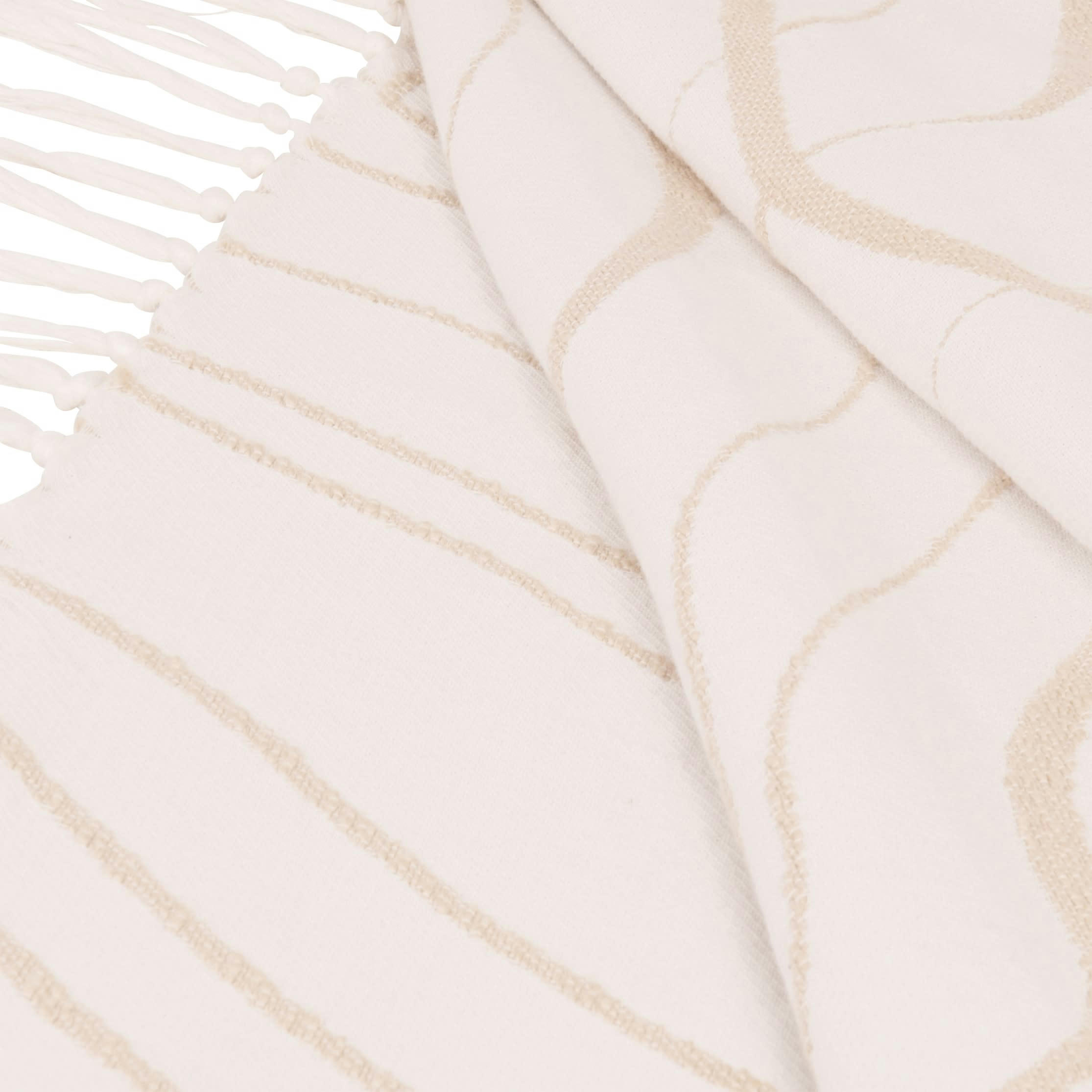 BOZTEPE - Plaid en coton tissé jacquard motif réversible blanc 170x125