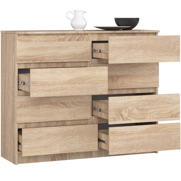 Komoda AKORD K120 Dąb Sonoma 120 cm 8 szuflad 120x40x99 cm