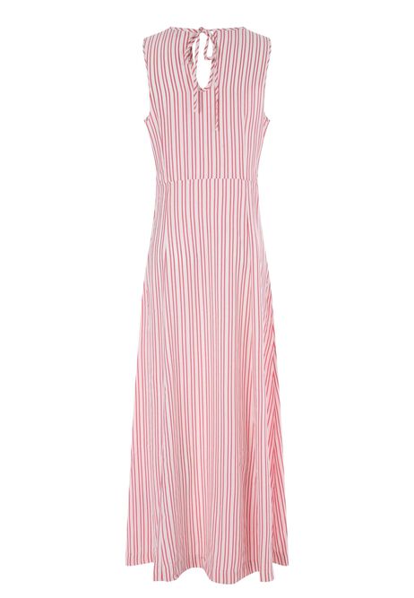 Womens Red Stripe Curved Seam Maxi Dress