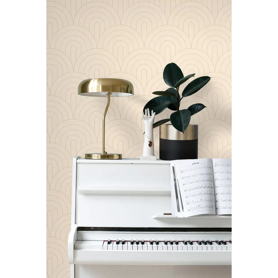 ESTAhome behang art deco bogen beige - 50 x 900 cm