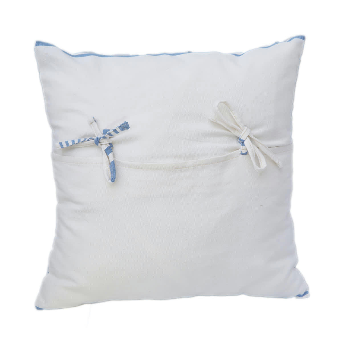 CARTHAGE - Housse de coussin coton rayures bleu fond blanc 40 x 40