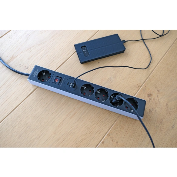 Steckdosenleiste USB C Power Delivery 5-fach grau/schwarz