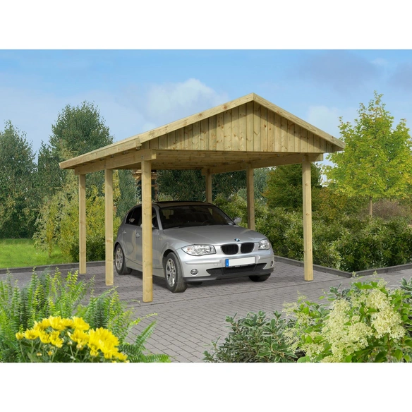 Einzelcarport »Lübeck 1«, Außenmaß BxT: 340 x 510 cm, braun, Holzart: Kiefer