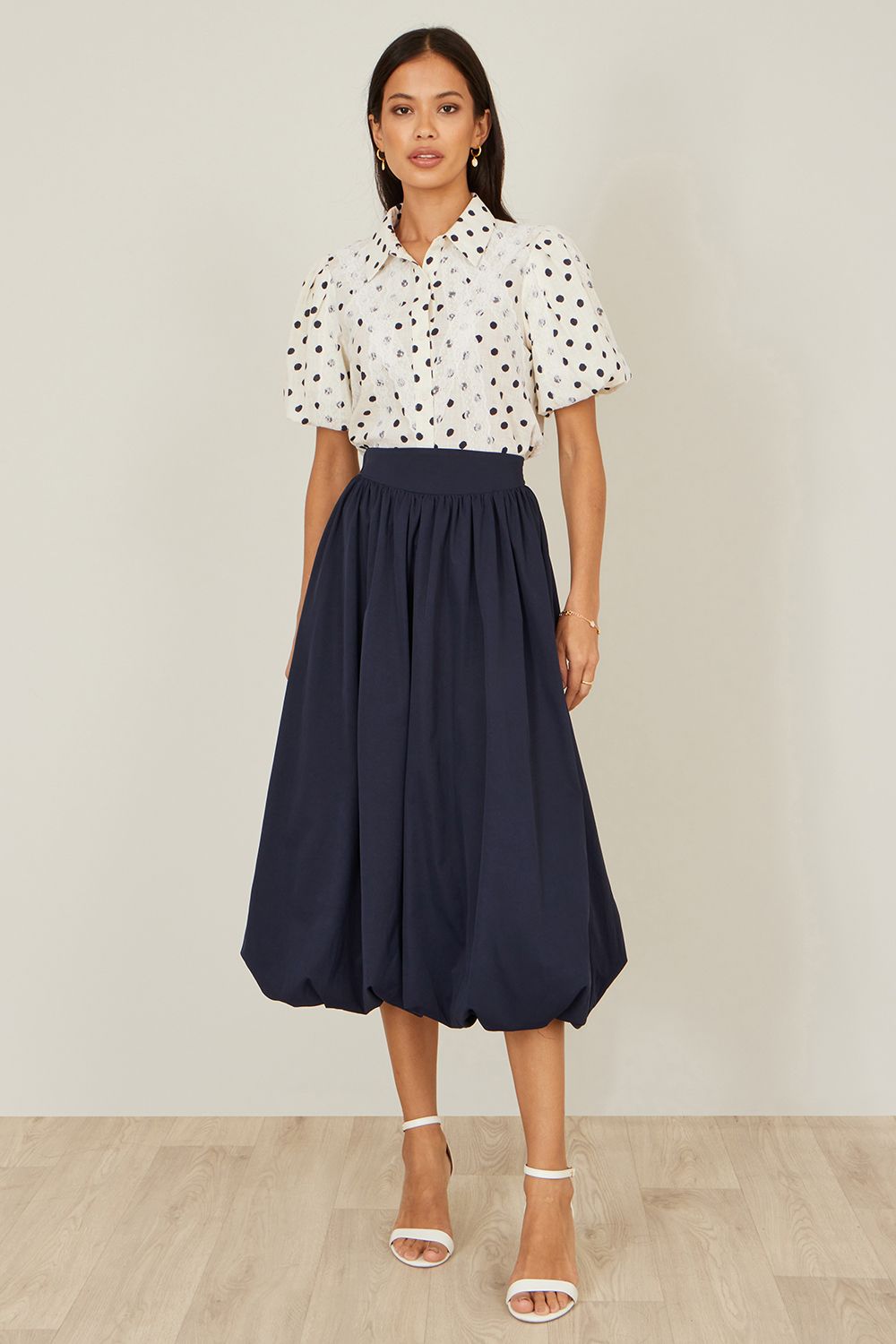 Yumi Ivory Polka Dot Lace Boxy Shirt