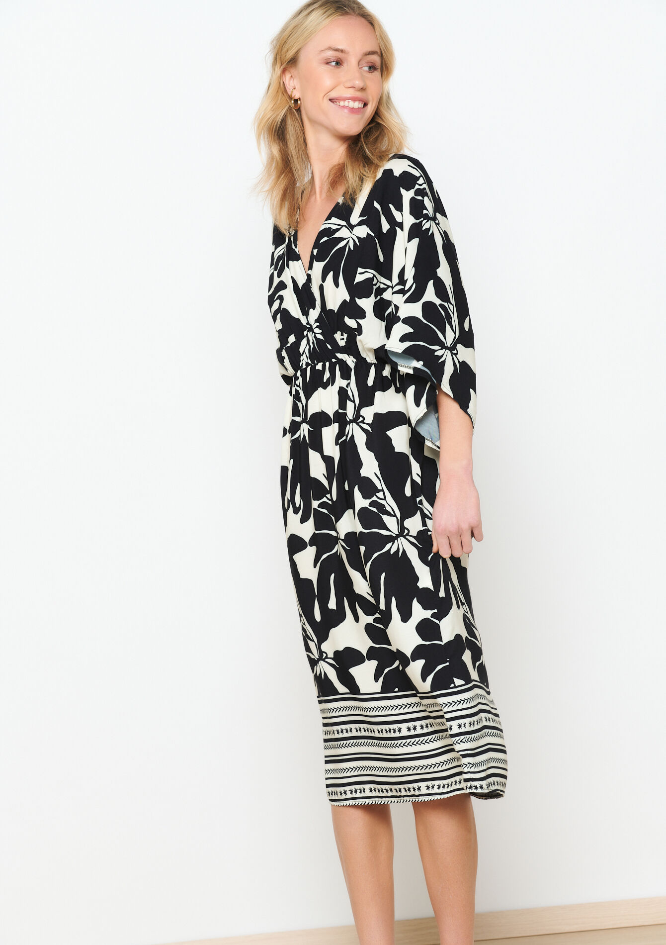 Midi-jurk met bloemenprint