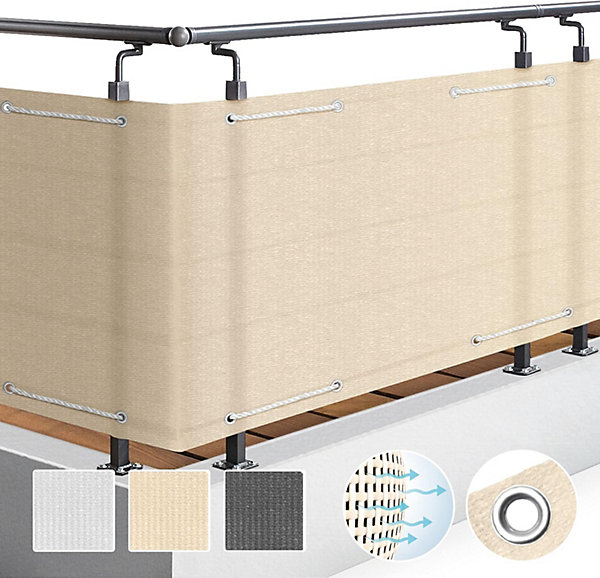 Brise Vue Balcon Extérieur 90x500 cm Protection Opaque, Résistant à l'eau Beige