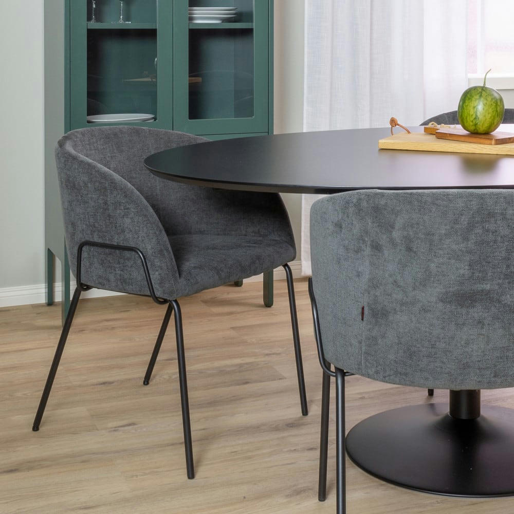 BUD - Lot de 2 fauteuils de table en tissu et métal gris foncé