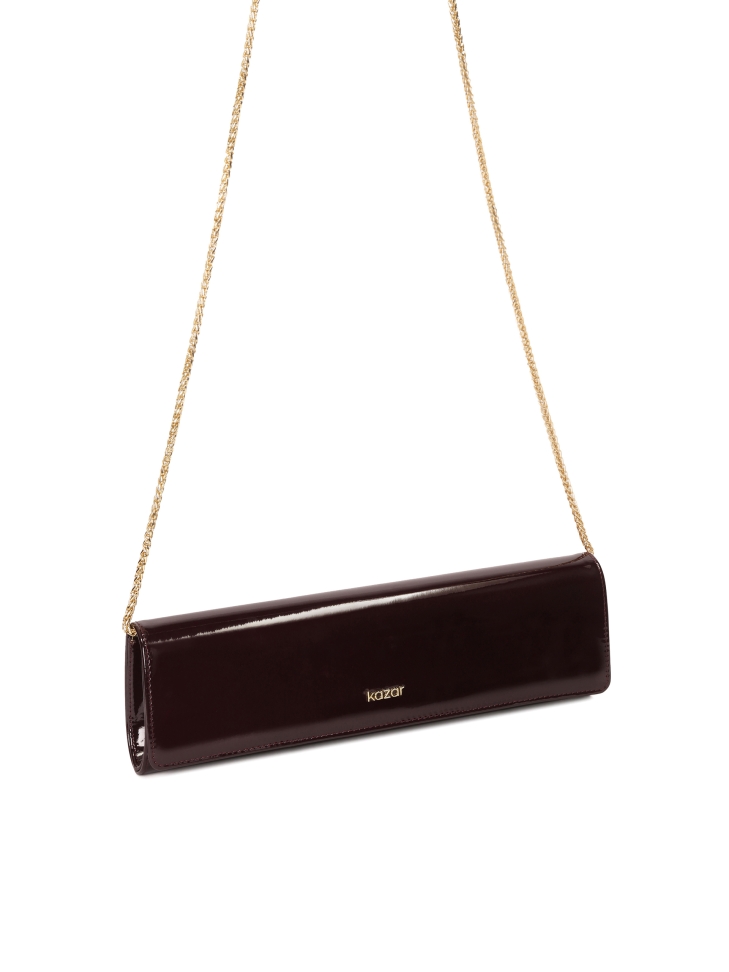 Elongated patent evening handbag