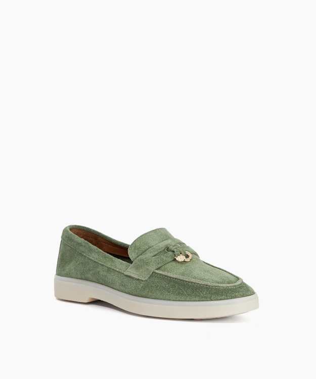 Grinning Green - Suede Slip On Loafers