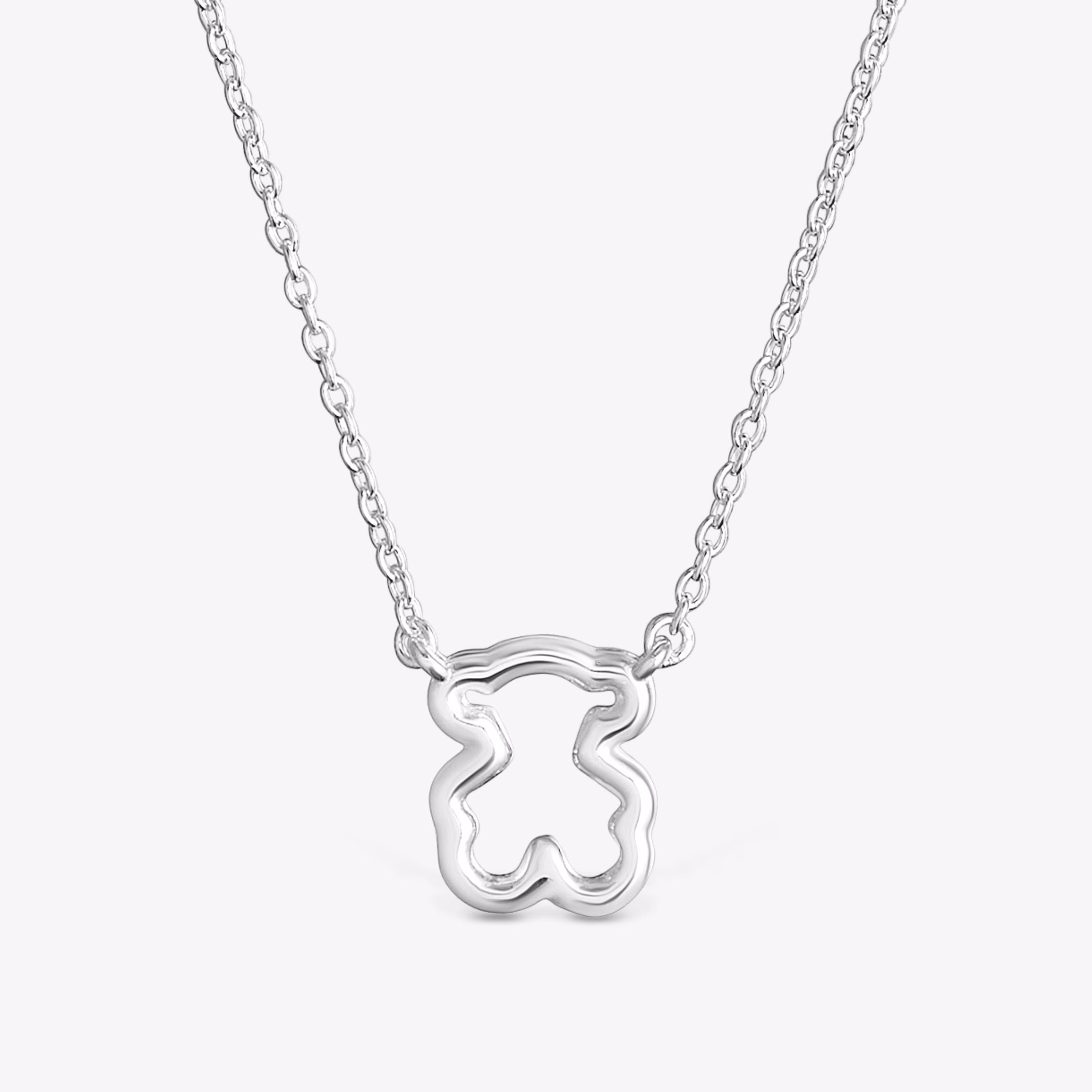 Collar corto de plata y motivo oso New Silueta