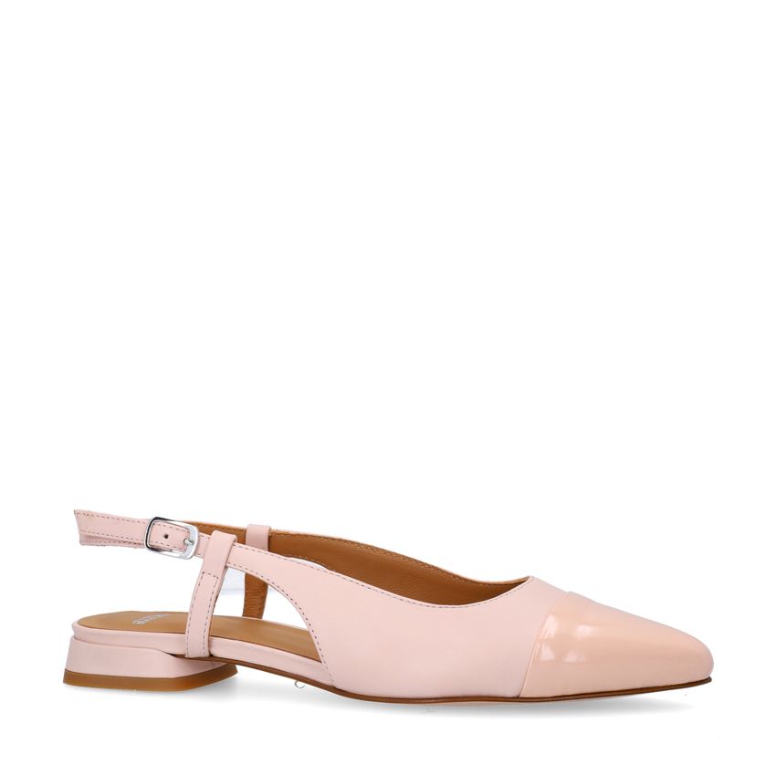 Manfield Roze leren slingbacks met lakleren neus