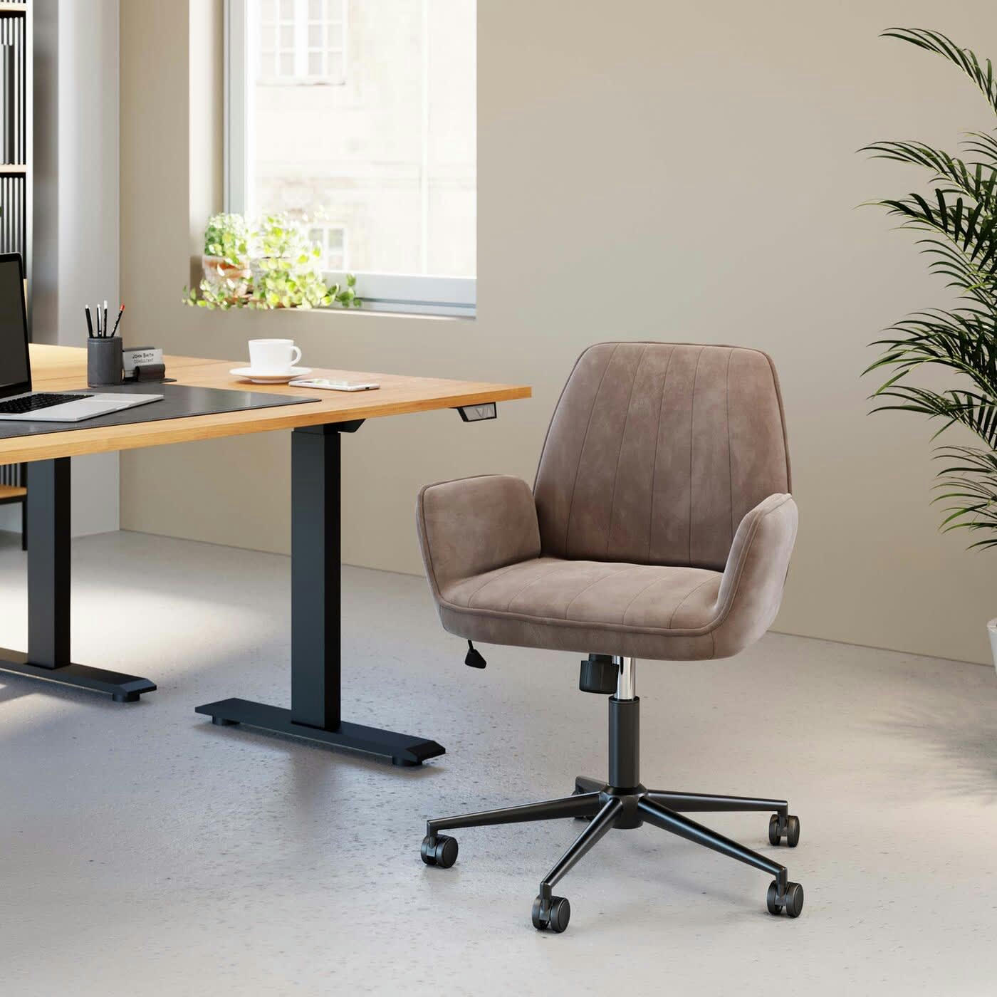 MARISA - Chaise de bureau pivotante Marisa velours gris Kare Design