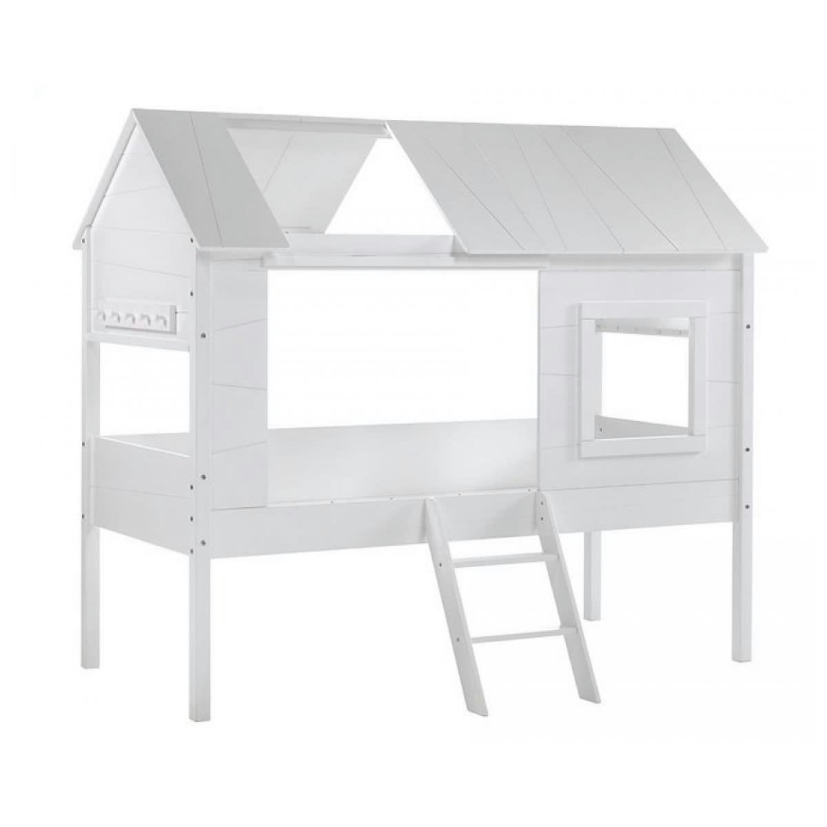 CHARLOTTE - Lit cabane 90x200 en bois blanc