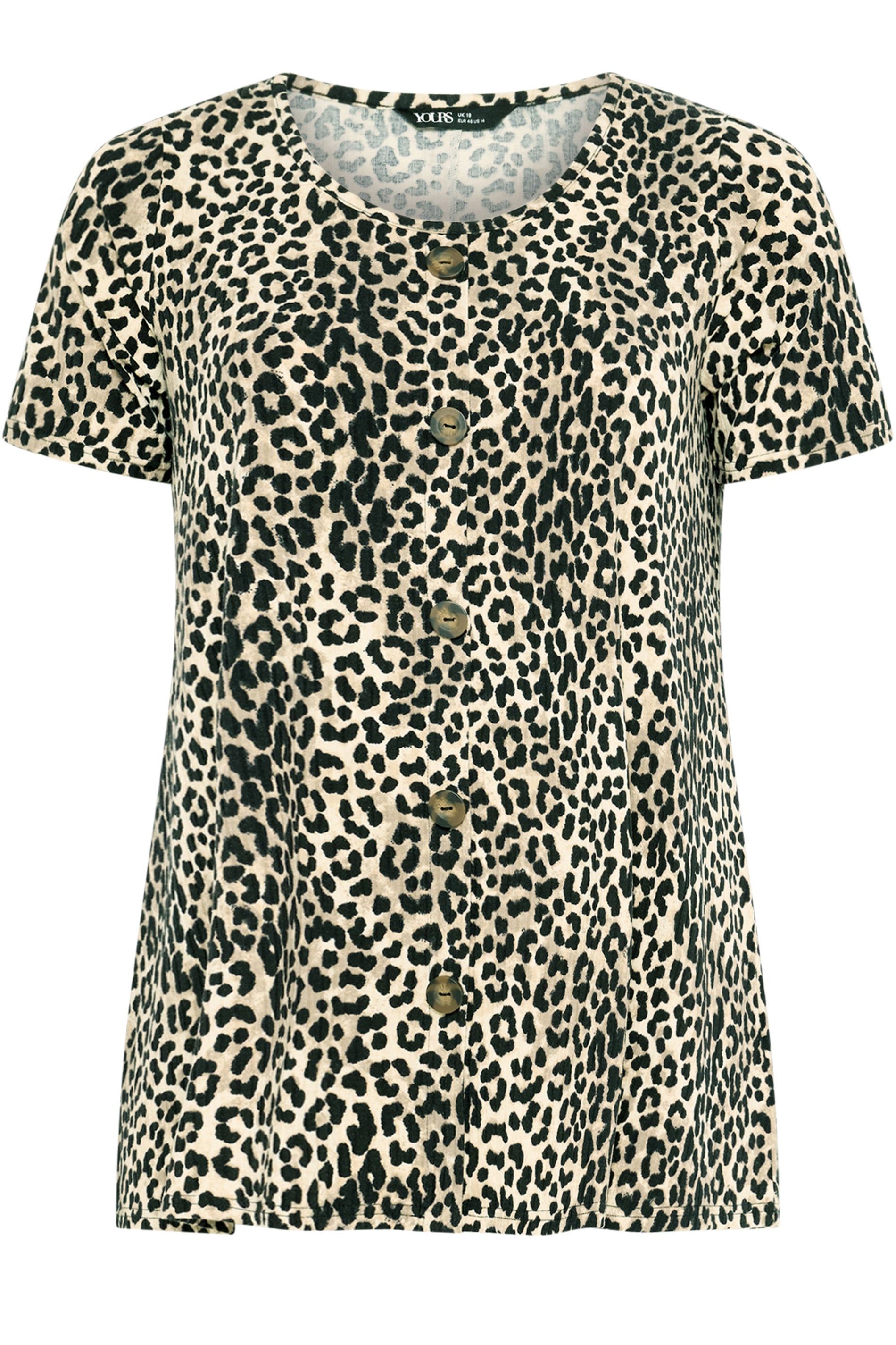Yours Leopard Print Ribbed Swing T-Shirt