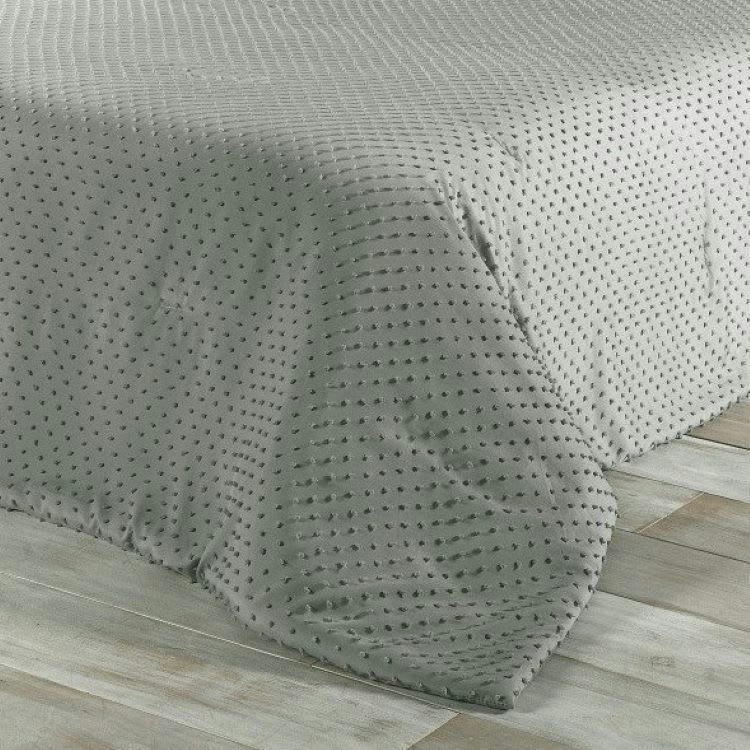 POMPON - Dessus de lit polyester gris 230x250cm