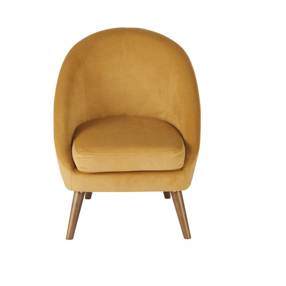Suzie - Fauteuil vintage en velours ocre