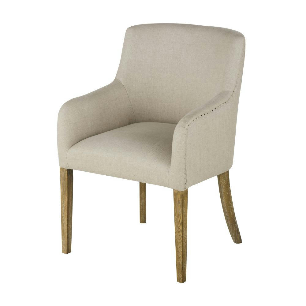 Diane - Fauteuil à dîner en lin beige ficelle