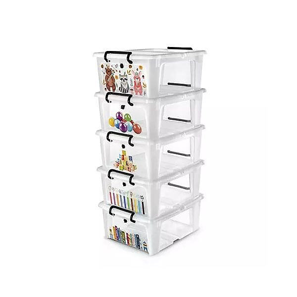 Lot de 5 boîtes à jouets ouverture devant 5 x 20 litres