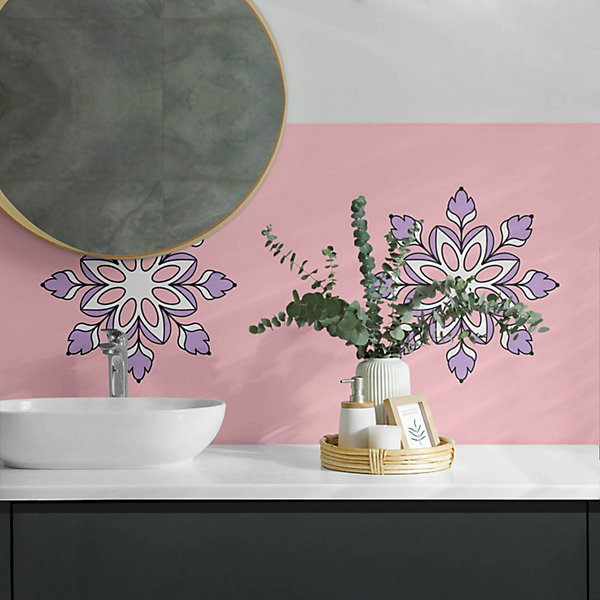Panneau Mural Wallfluent 120x60 cm Motif Floral Symétrique 1 pièce