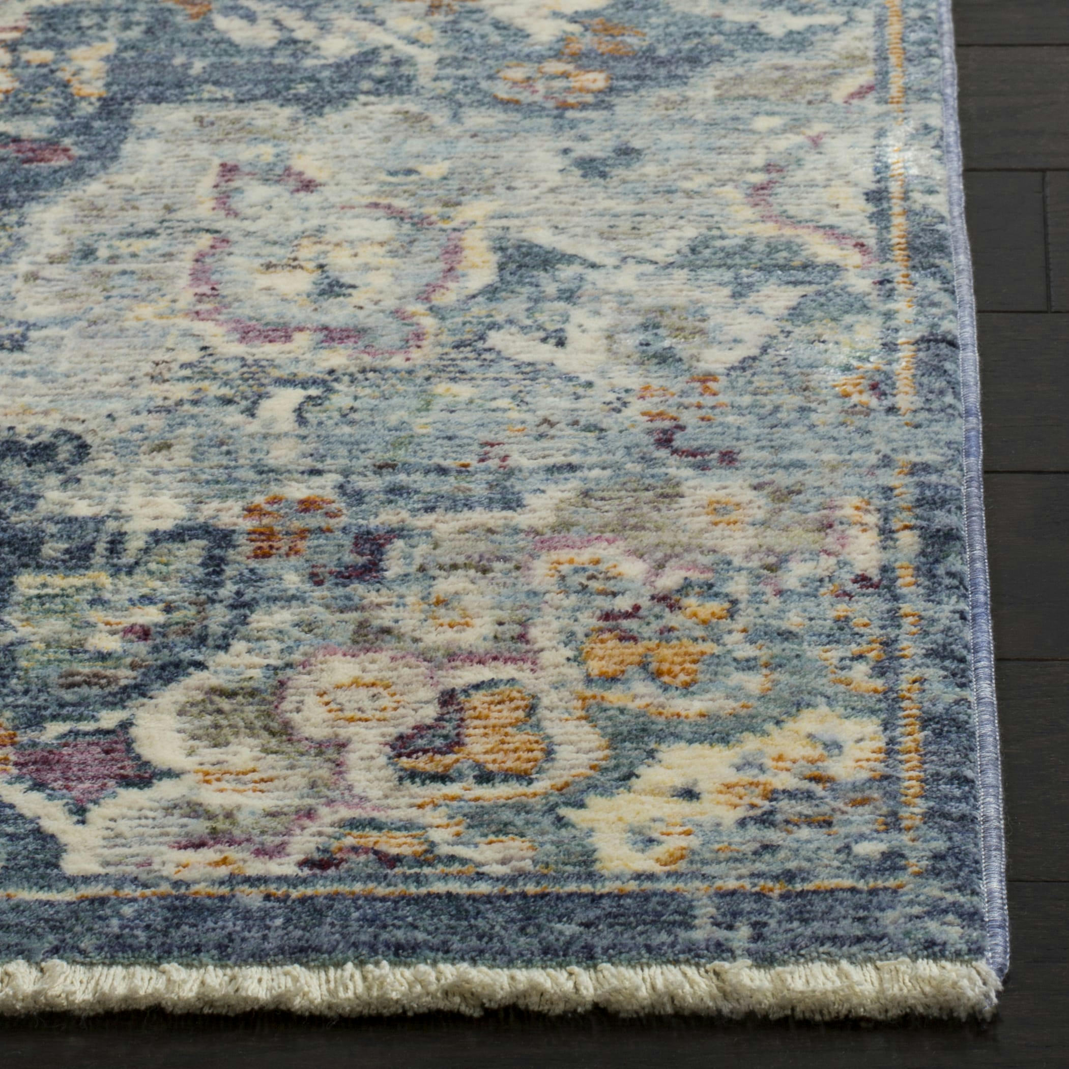 ILLUSION - Tapis de salon interieur en crème & bleu, 91 x 152 cm