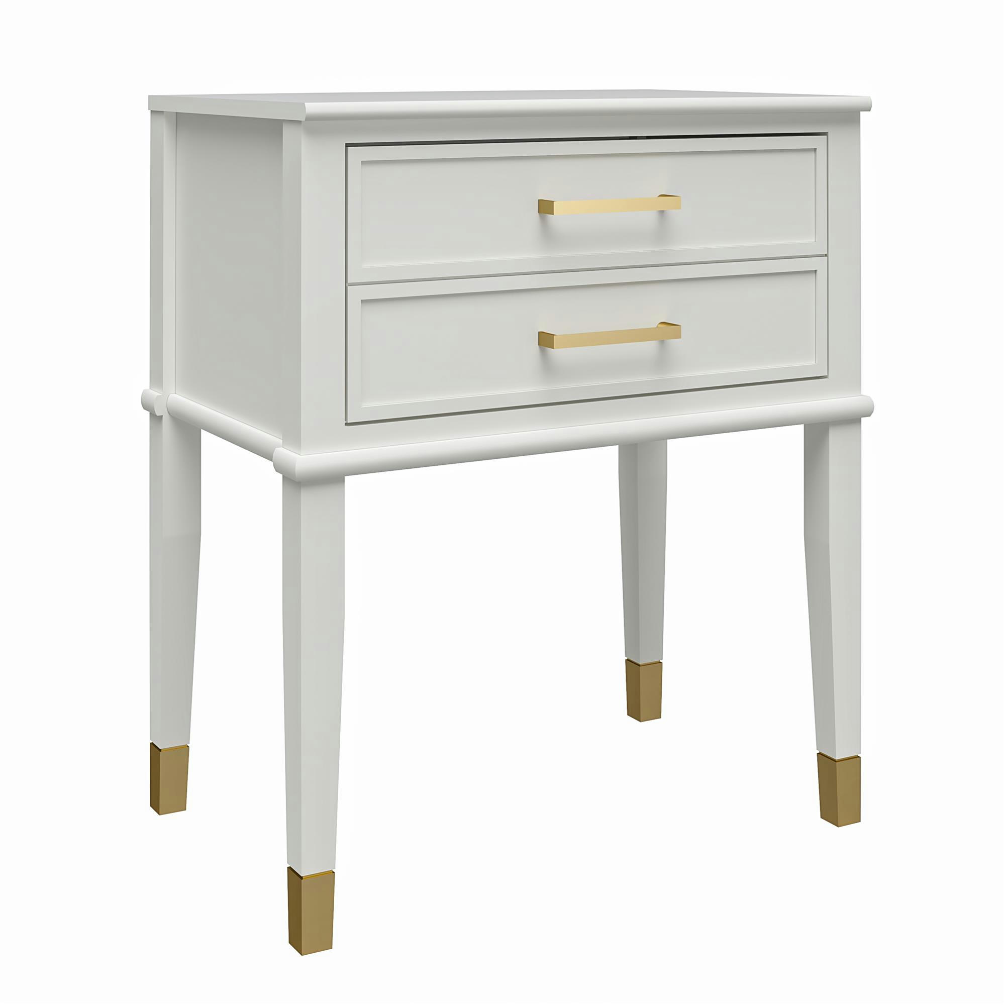 WESTERLEIGH - Table d'appoint avec 2 tiroirs en MDF blanc