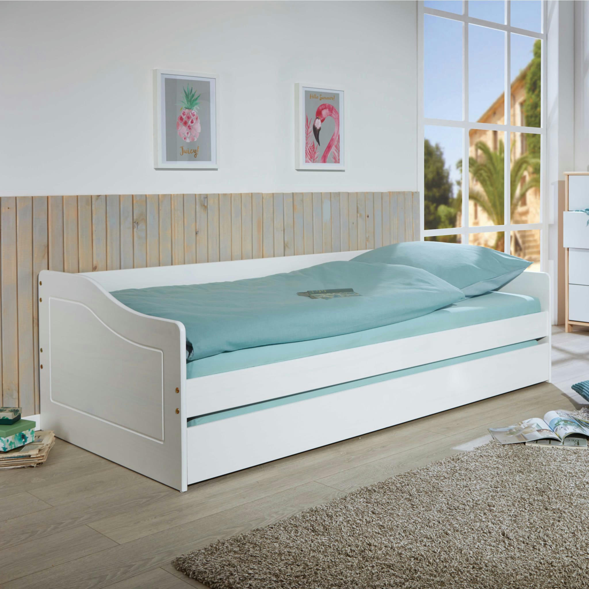 - Lit gigogne blanc 90x190