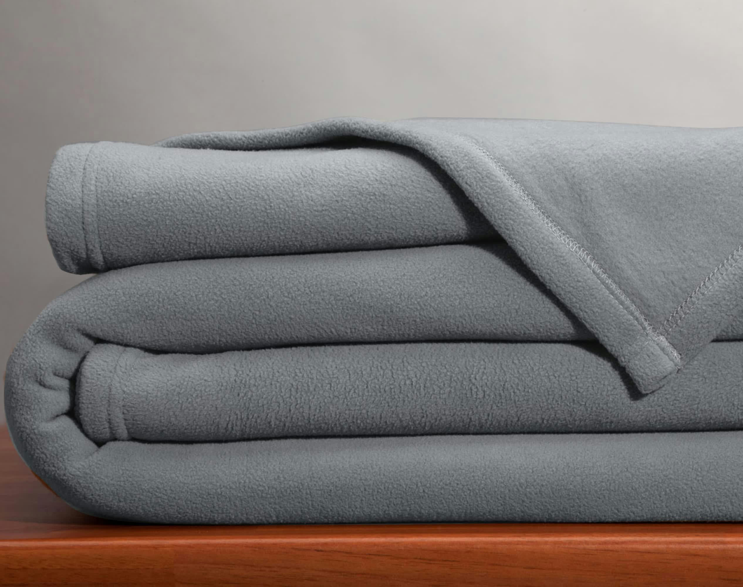 POLARIA - Couverture polaire 75x100 gris en microfibre 350g/m²