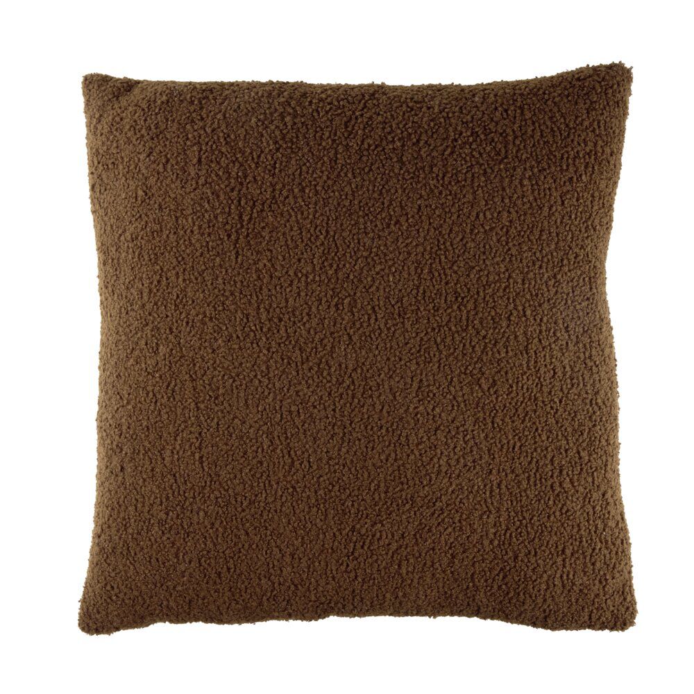 Coussin carré bouclette marron foncé 45x45cm