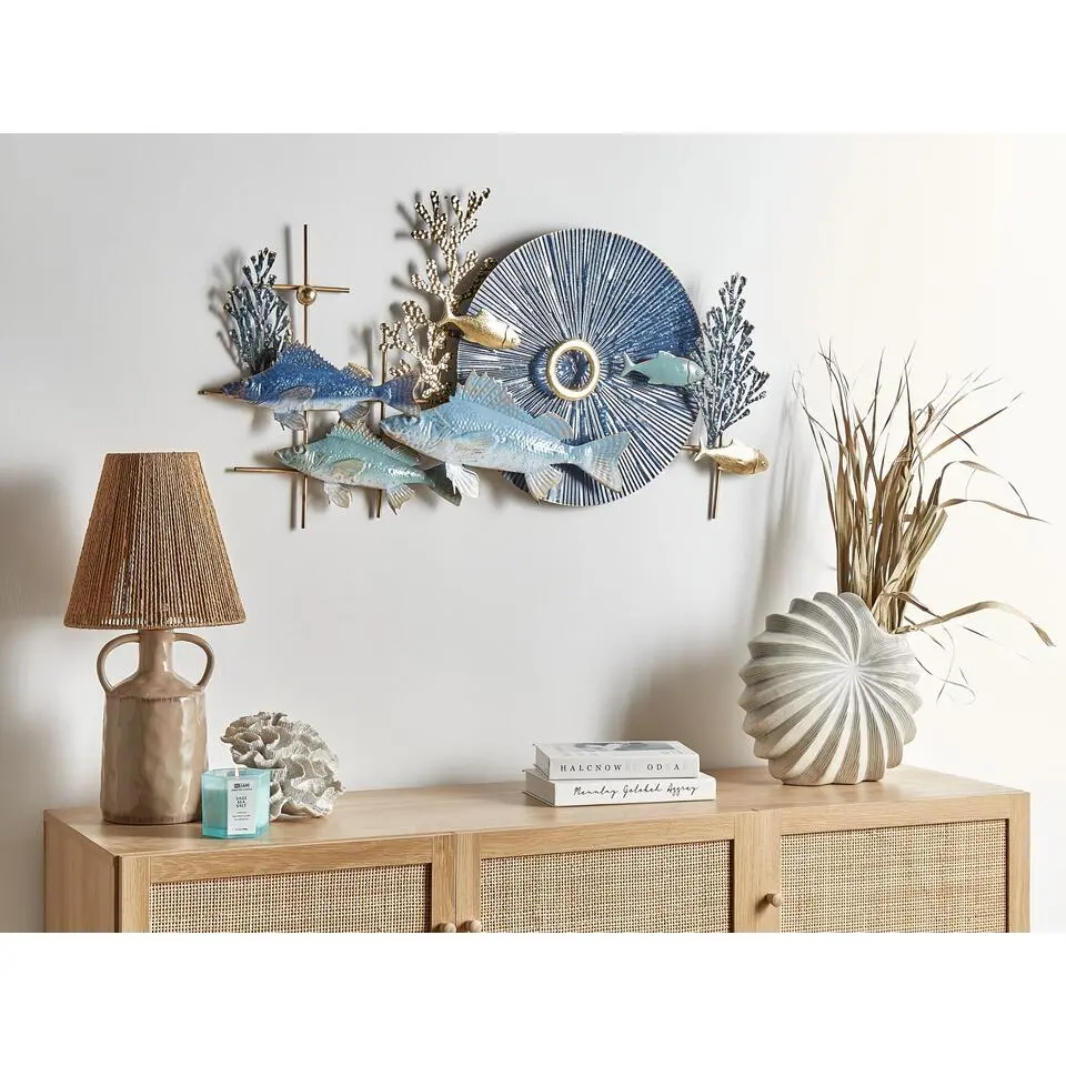 BARIUM - Wanddecoratie - Blauw/Goud - Metaal