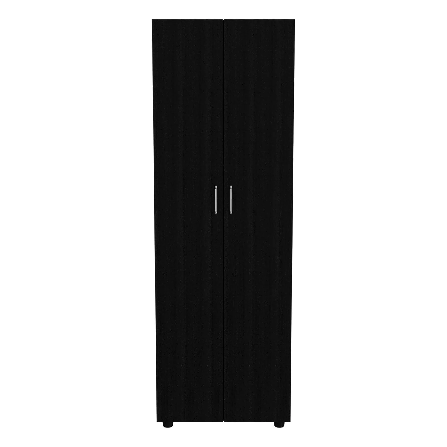 19 Modern Double-door Armoire with Two Shelves and Hanging Rod for Bedroom