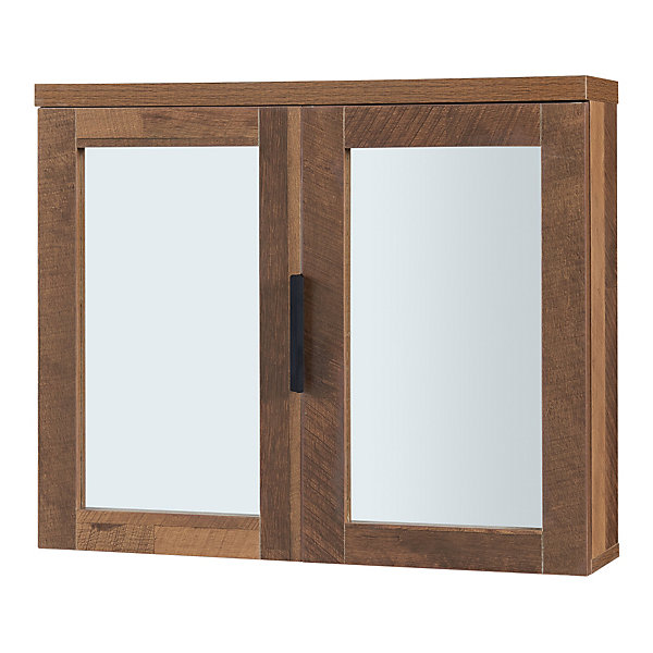 Armoire murale de salle de bain Namsskogan avec miroir 50 x 60 x 15 cm effet noyer noir en.casa