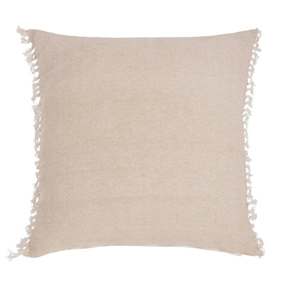 BERGEN - Coussin en coton beige à franges 60x60