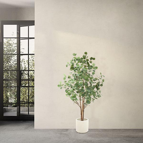 Eucalyptus artificiel plante avec tronc arbre en pot 150 cm déco de salon jardin