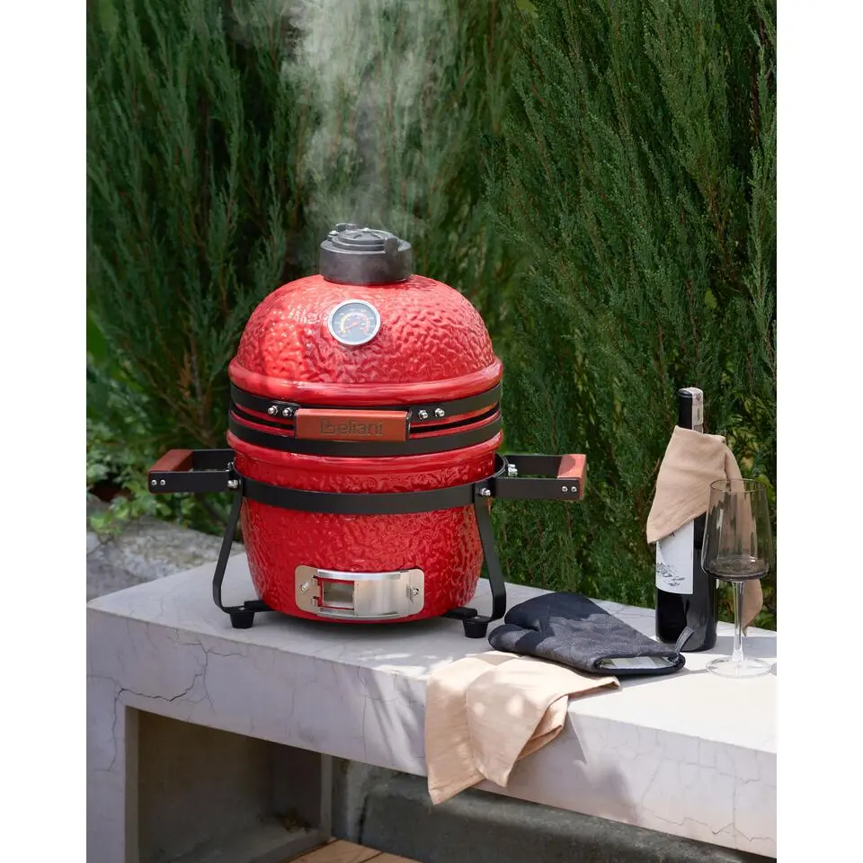 KAMADO - Mini houtskoolgrill - Rood - Keramiek